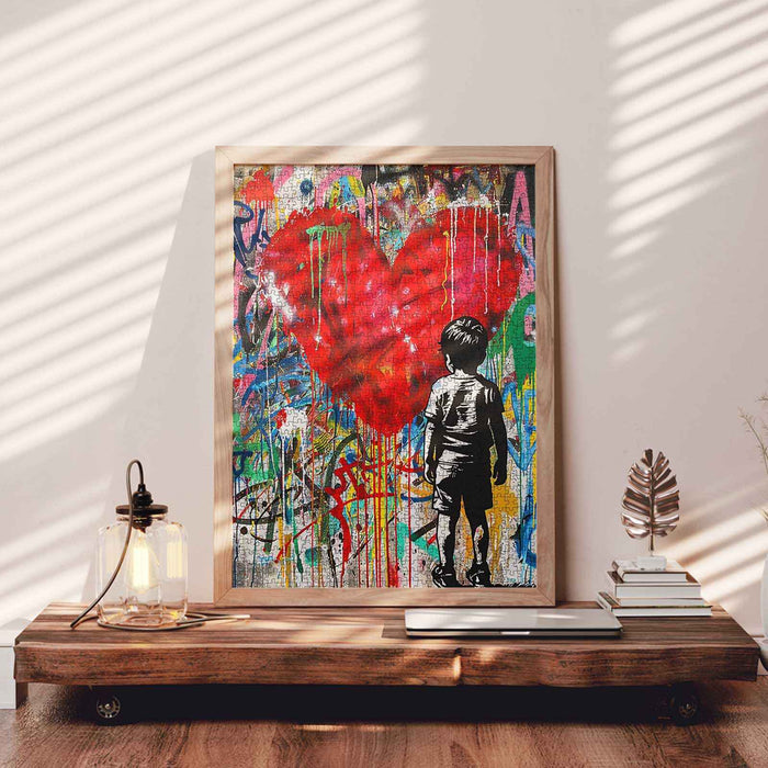 Boy with Heart-shaped Graffiti Jigsaw Puzzle