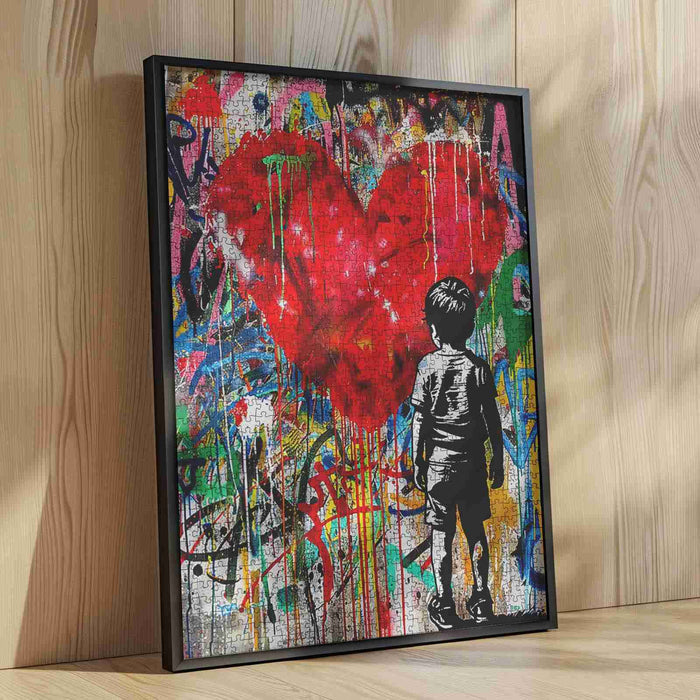 Boy with Heart-shaped Graffiti Jigsaw Puzzle