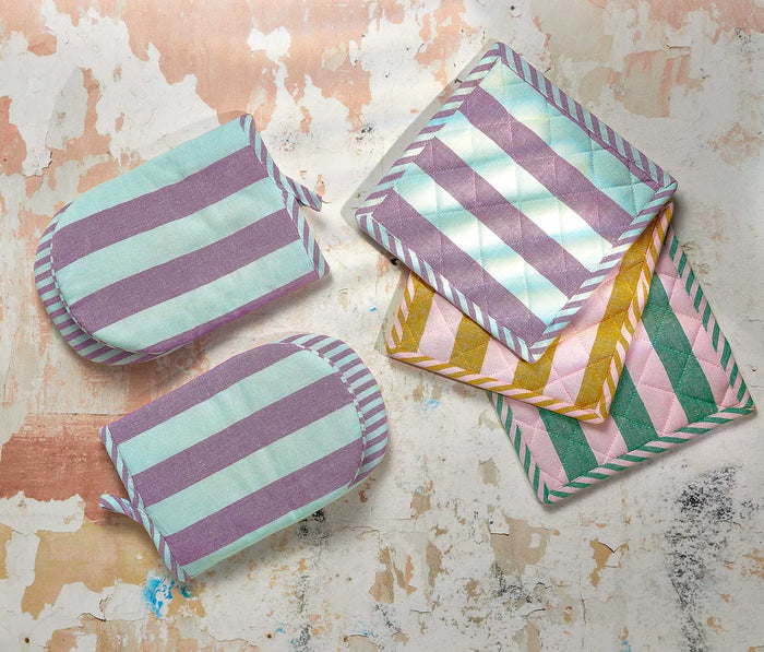 Modern Stripe Mini Oven Mitts and pot holders gift set-lollygag