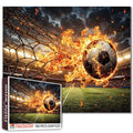 Burning Soccer Ball Goal Stadium Jigsaw Puzzle