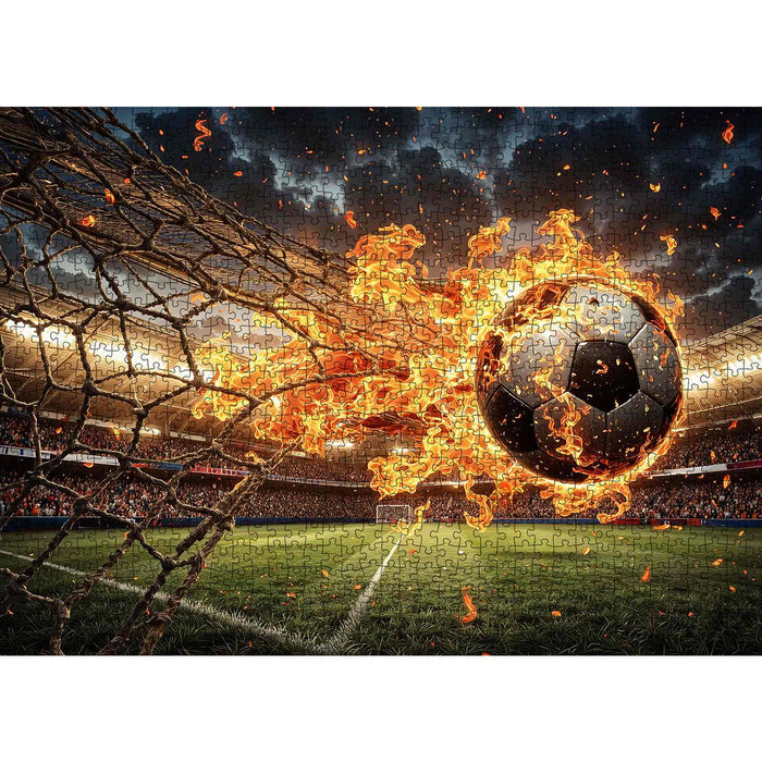 Burning Soccer Ball Goal Stadium Jigsaw Puzzle