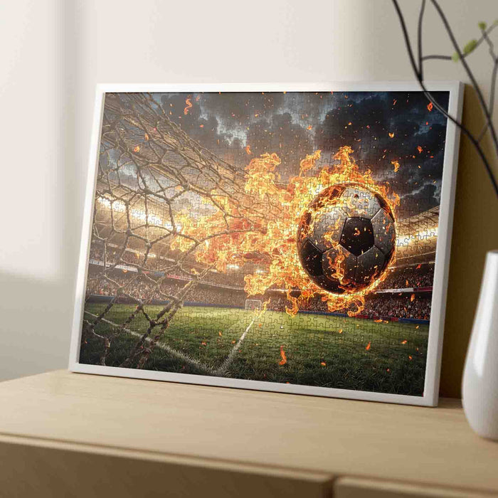 Burning Soccer Ball Goal Stadium Jigsaw Puzzle
