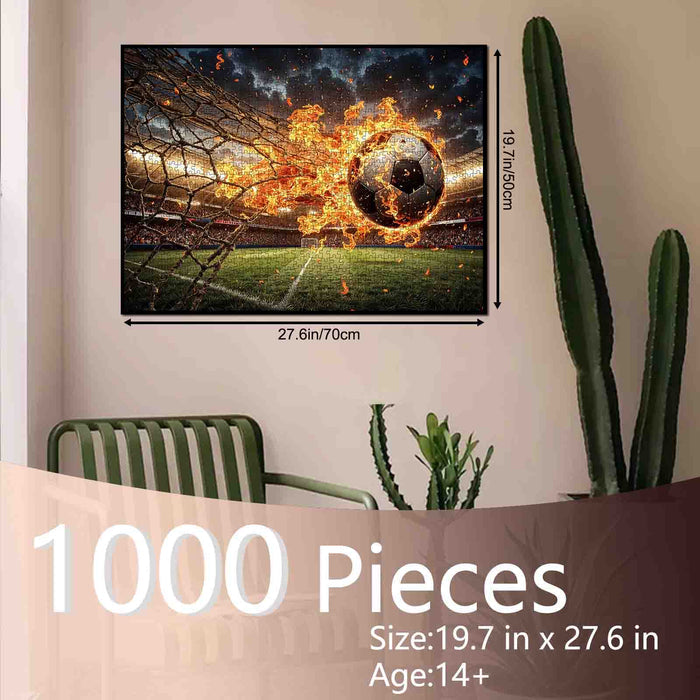 Burning Soccer Ball Goal Stadium Jigsaw Puzzle