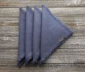 Lithuanian Blue Linen Fringed Napkin