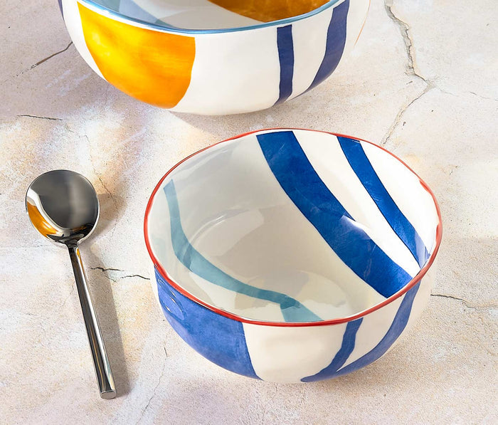 Canvas Stamped Large Colorful Serving Bowl - Lollygag