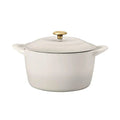 Tramontina 7 Qt Enameled Cast Iron Dutch Oven, Latte gold knob - Front