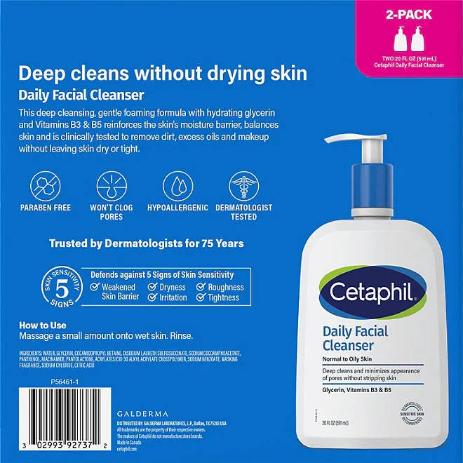 Cetaphil Daily Facial Cleanser (20 oz., 2 Pack)