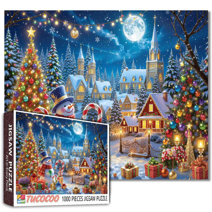 Christmas Village Moonlight Jigsaw Puzzle