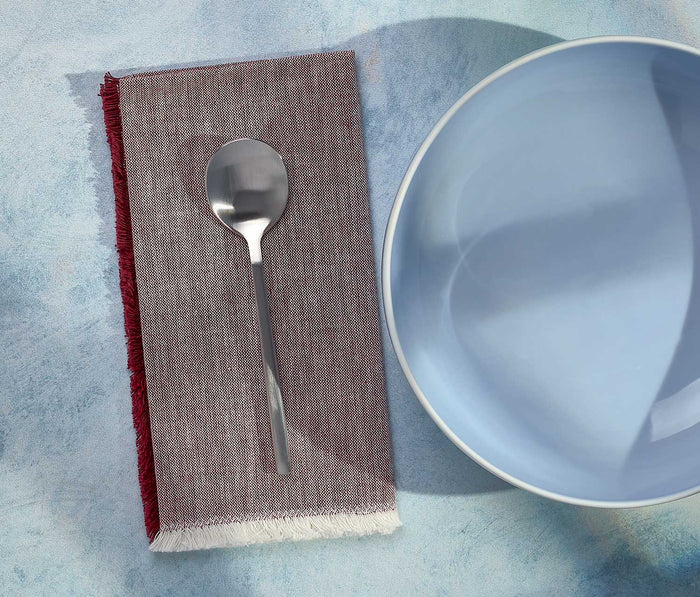 Wine Red Chambray Fringed Napkin set - lollygag