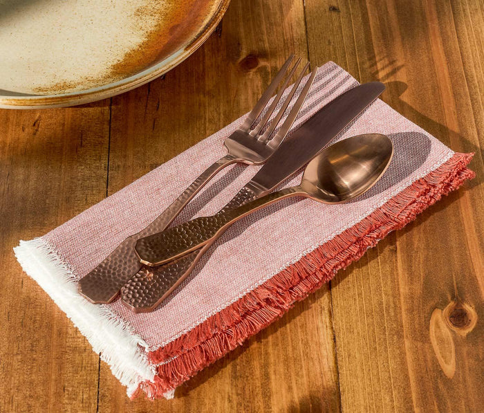 Paprika Chambray Fringed Napkin