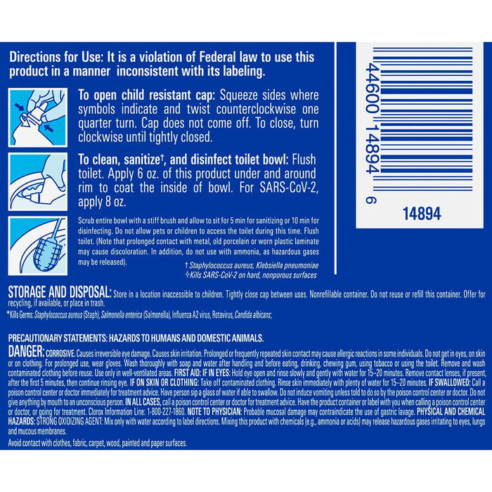Clorox Toilet Bowl Cleaner with Bleach, Rain Clean (6 pack)