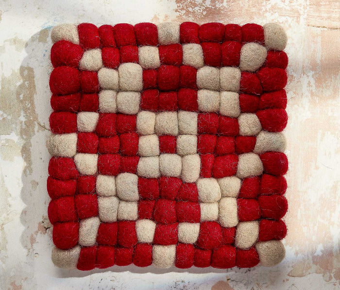 Danica Heirloom Cranberry Dot Large Wool Trivet Set - LOLLYGAG