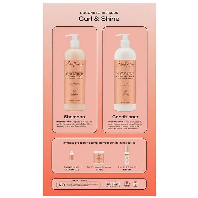 SheaMoisture Coconut & Hibiscus Curl Shampoo and Conditioner Set(2 Pack ) - ShopUSA - Kenya