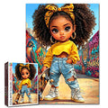 Cute Afro Girl Skateboard Street Art Jigsaw Puzzle
