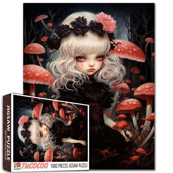 Dark Fairy with Mushrooms Jigsaw Puzzle