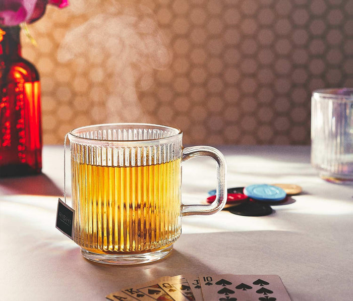 Dayglow Iridescent Ribbed Glass Mugs Set - lollygag