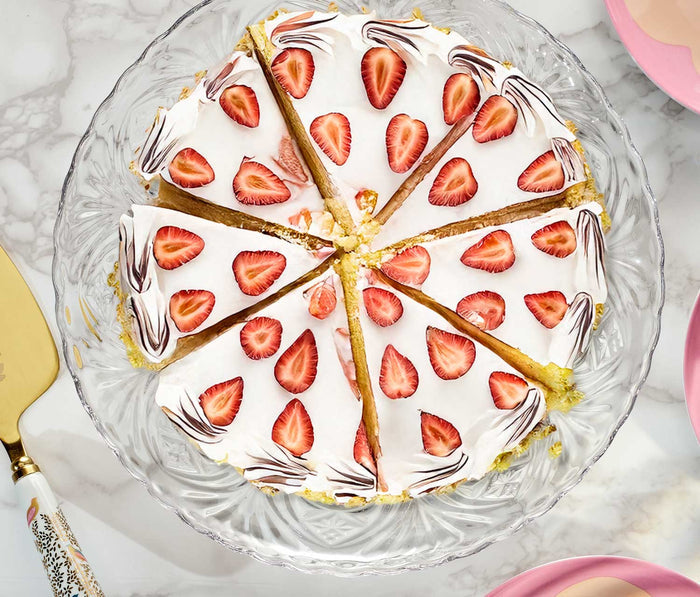 Deco Lancaster Glass Medium Pedestal Cake Stand: Kansas Pattern - Lollygag.co