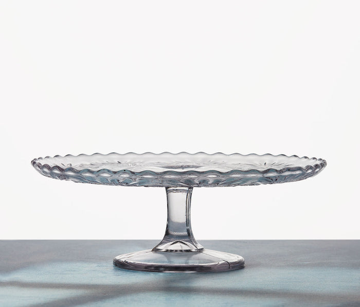 Deco Lancaster Glass Medium Pedestal Cake Stand: Kansas Pattern - Lollygag.co