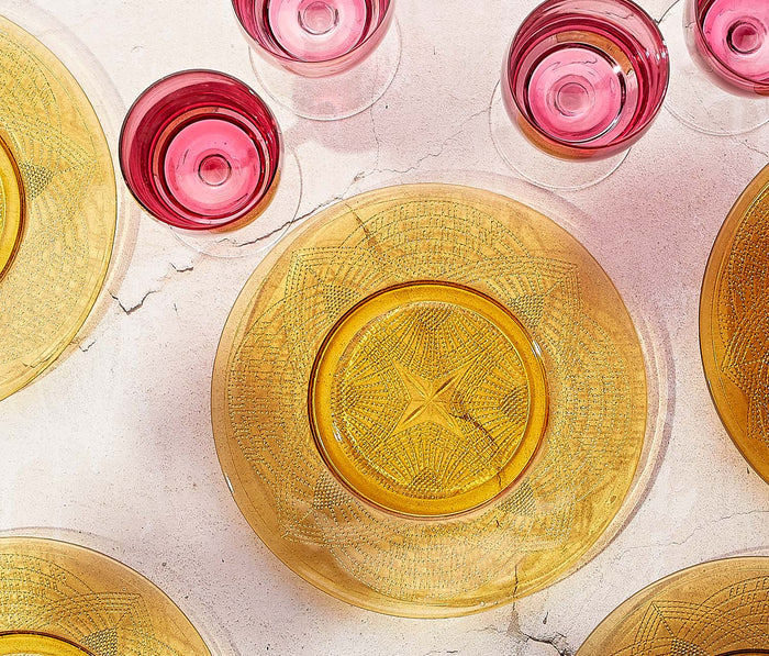 Vintage Amber Orange Glass Dessert Plates - lollygag