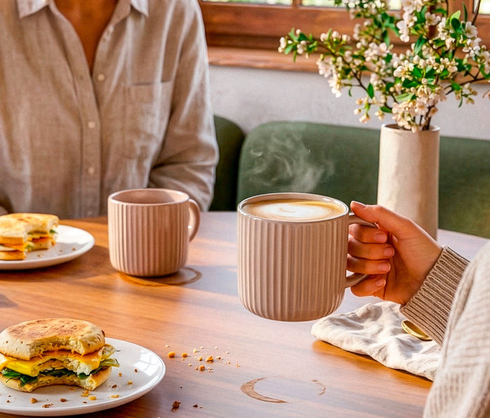 Extra large stoneware mugs perfect for coffee, tea, and hot chocolate