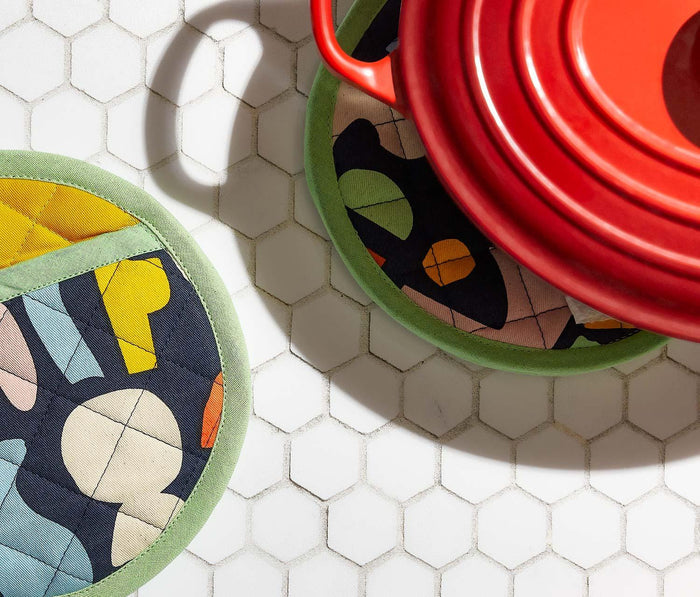 Danica Studio Doodle Multi Quilted Round Pot Holders Set