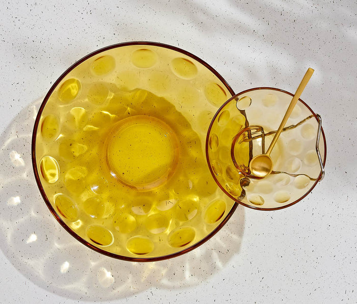 Vintage Chip And Dip Gold Serving Bowl Set