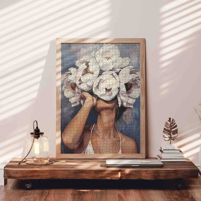 Elegant White Flower Portrait Jigsaw Puzzle