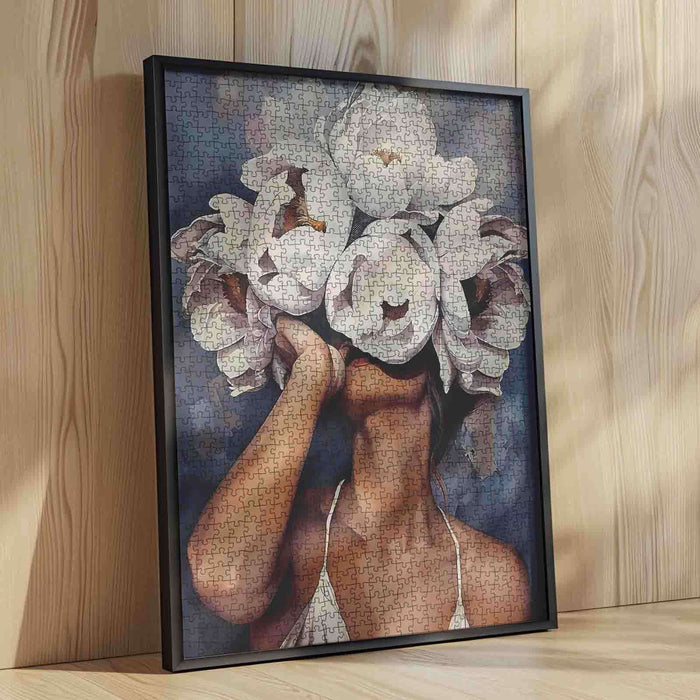 Elegant White Flower Portrait Jigsaw Puzzle