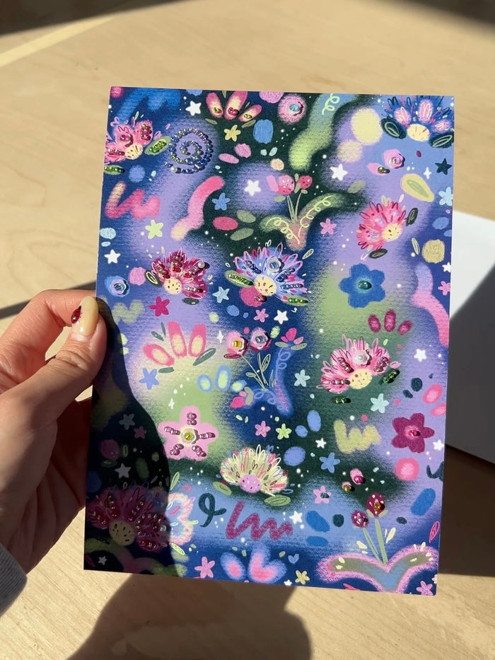 Embellished A5 'Cosmic Wildflower' print