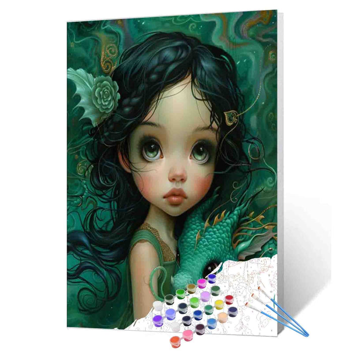 Emerald Eyes and Little Dragon Paint by Numbers