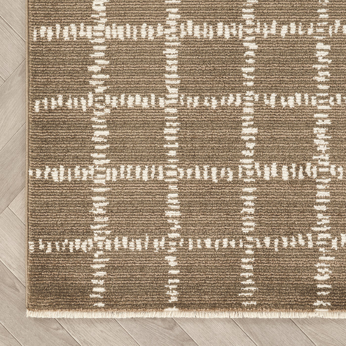 Evelyn Grid Brown Rug