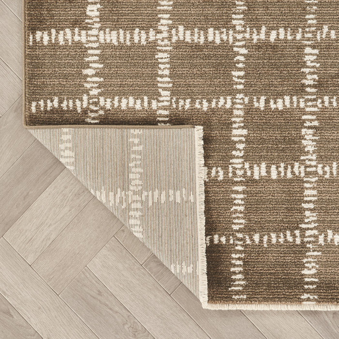 Evelyn Grid Brown Rug