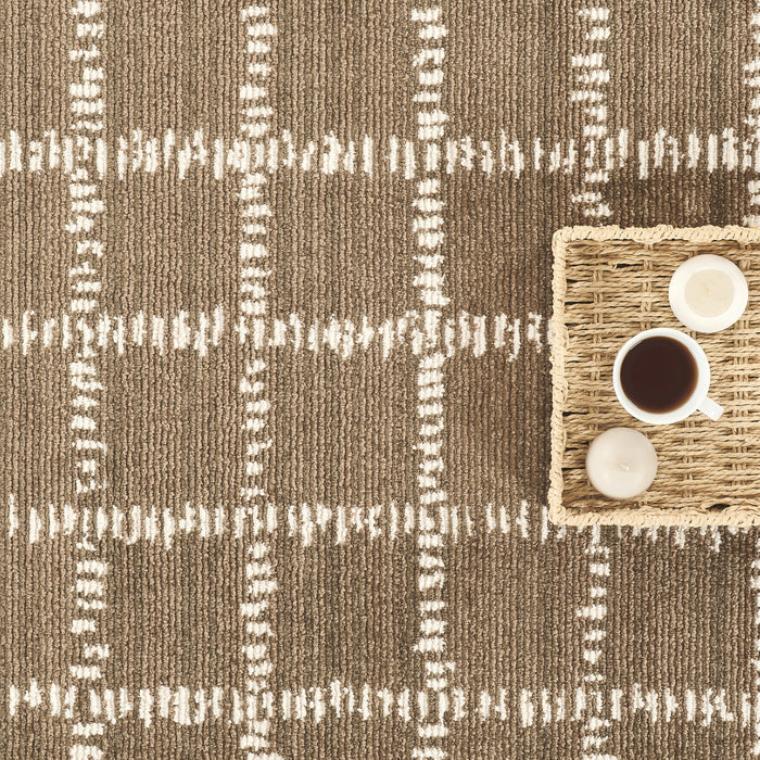 Evelyn Grid Brown Rug