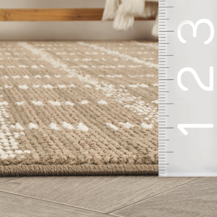 Evelyn Grid Brown Rug