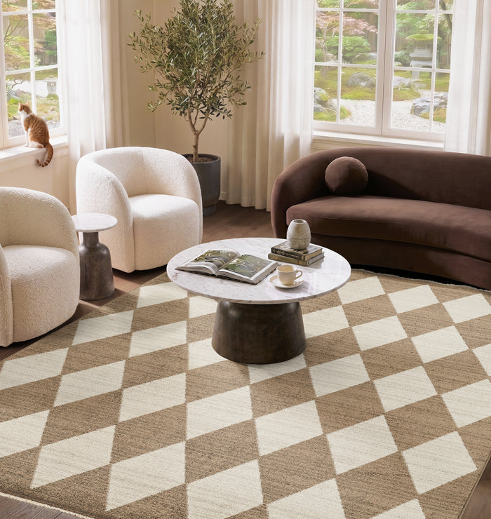 Evelyn Harlequin Diamond Brown Rug