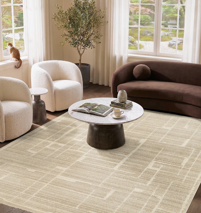 Evelyn Textured Beige Rug