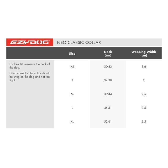 EzyDog Classic Neoprene Dog Collar Black Medium