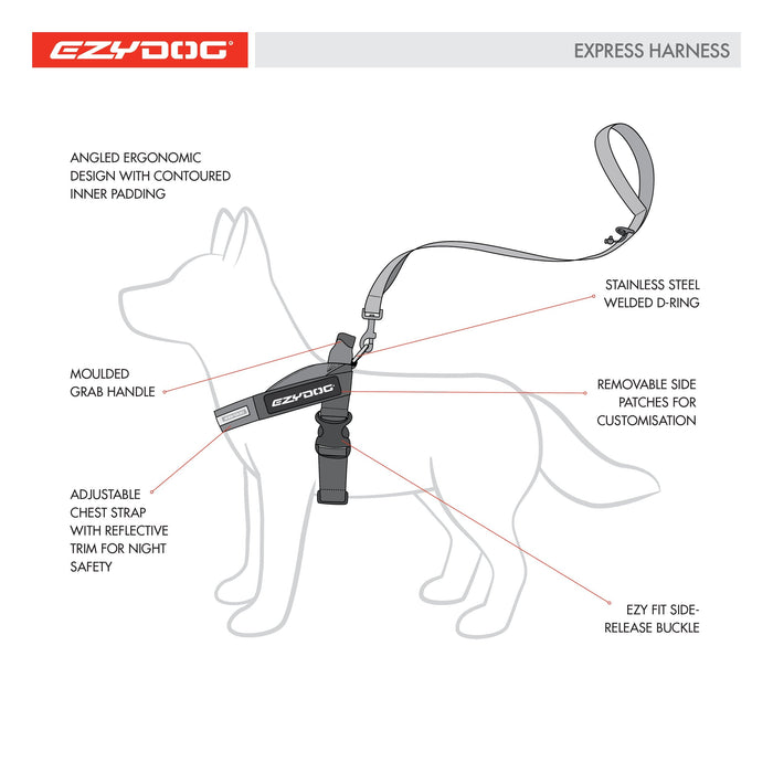 EzyDog Express Red Dog Harness Medium