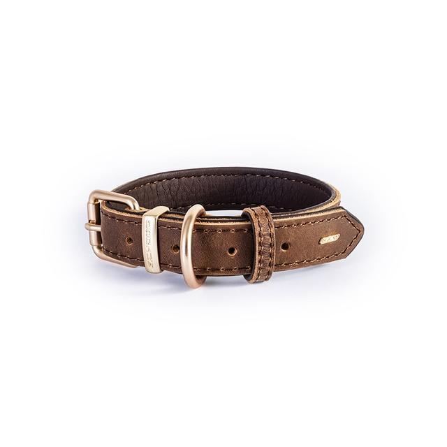 EzyDog Oxford Leather Dog Collar Brown Large-Habitat Pet Supplies