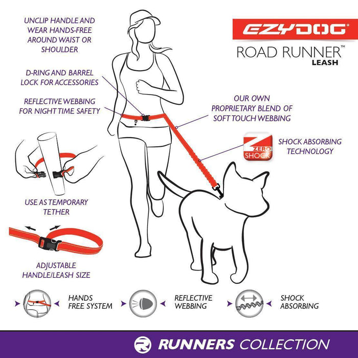 EZYDOG LEASH ROAD RUNNER RED - Habitat Pet Supplies Altona & Chirnside Park