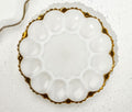 Fire King White & Gold Milk Glass Egg Dish - Lollygag