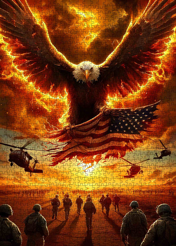 Flaming Eagle of Freedom Jigsaw Puzzle