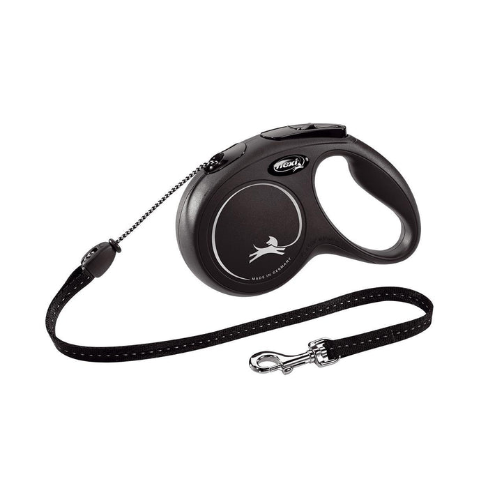 Flexi Classic Cord Retractable Dog Lead Black Medium 5m-Habitat Pet Supplies
