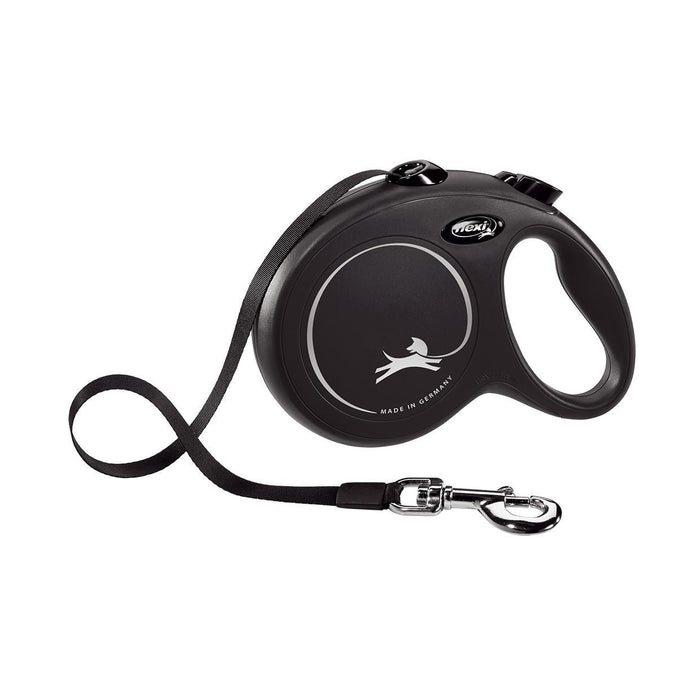 Flexi Classic Tape Retractable Dog Lead Black Large 5m-Habitat Pet Supplies