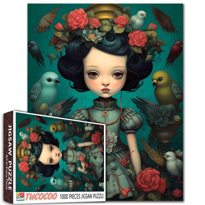 Floral Princess with Birds Jigsaw Puzzle