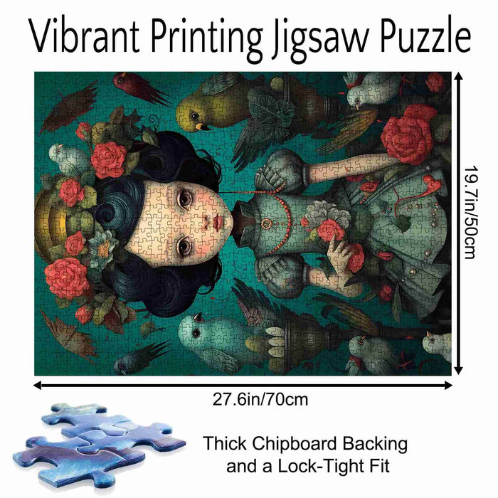 Floral Princess with Birds Jigsaw Puzzle