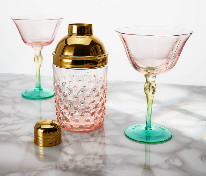 Rainbow glass and pink shaker  Deco set - lollygag