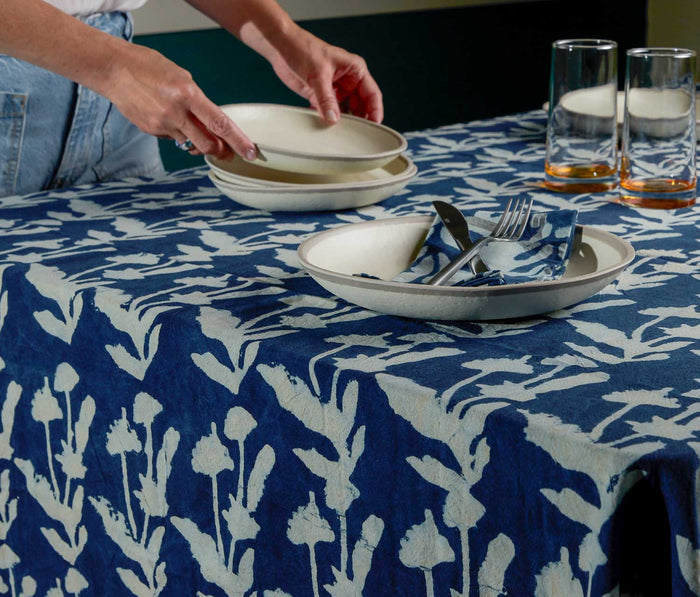 Indigo Cotton Tablecloth - lollygag