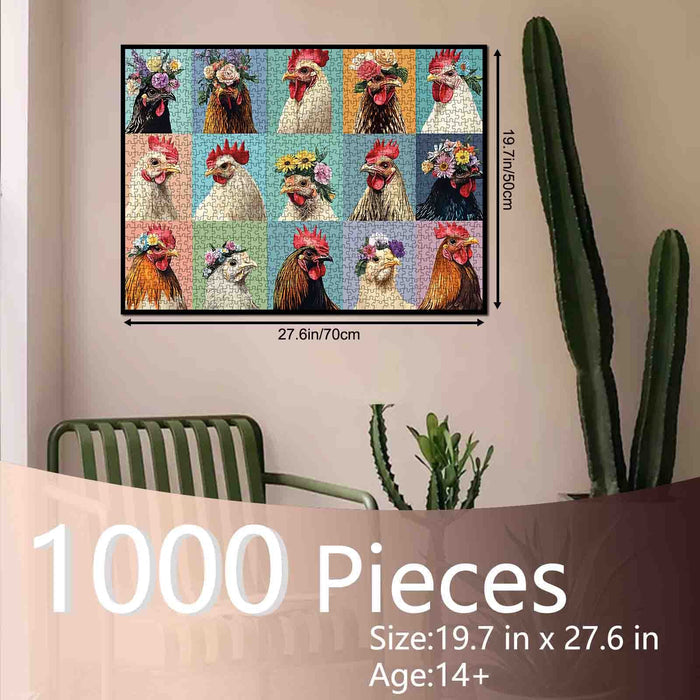 Flower Crown Chickens Jigsaw Puzzle