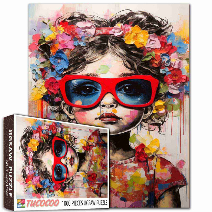 Flower Girl with Red Sunglasses Jigsaw Puzzle